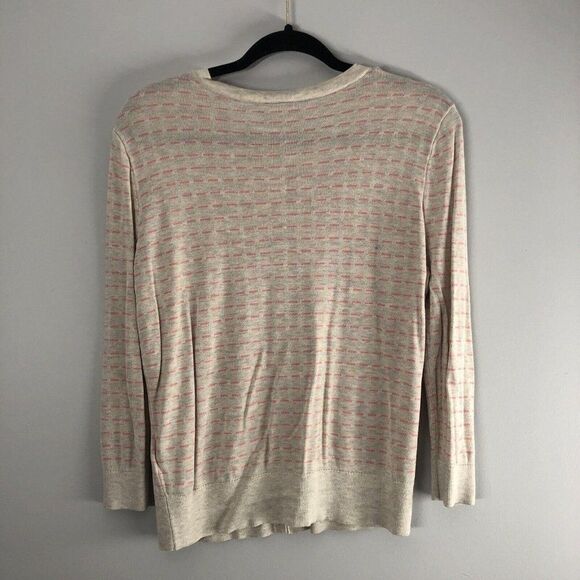Halogen Womens Size XL Cardigan Sweater Button Down Striped Pink‎ Beige Tan - Picture 6 of 10